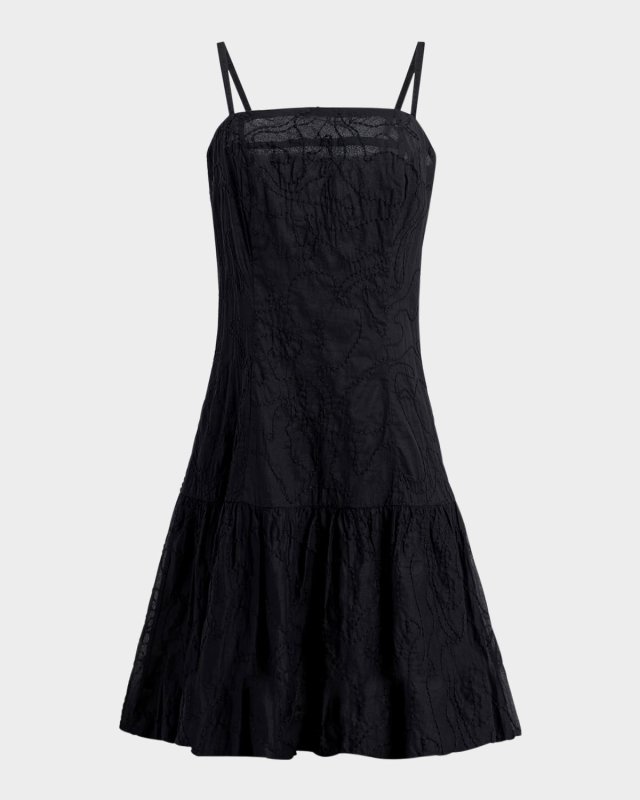 Anita Embroidered Flounce Cotton Organza Mini Dress